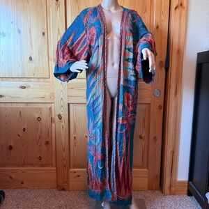 Raj Kimono Duster One Size Open Multicolor Rayon Hippie Boho Ethnic